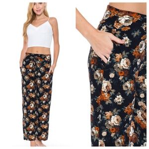 NWT Rustic Floral Buttery Soft Wide Leg Pant